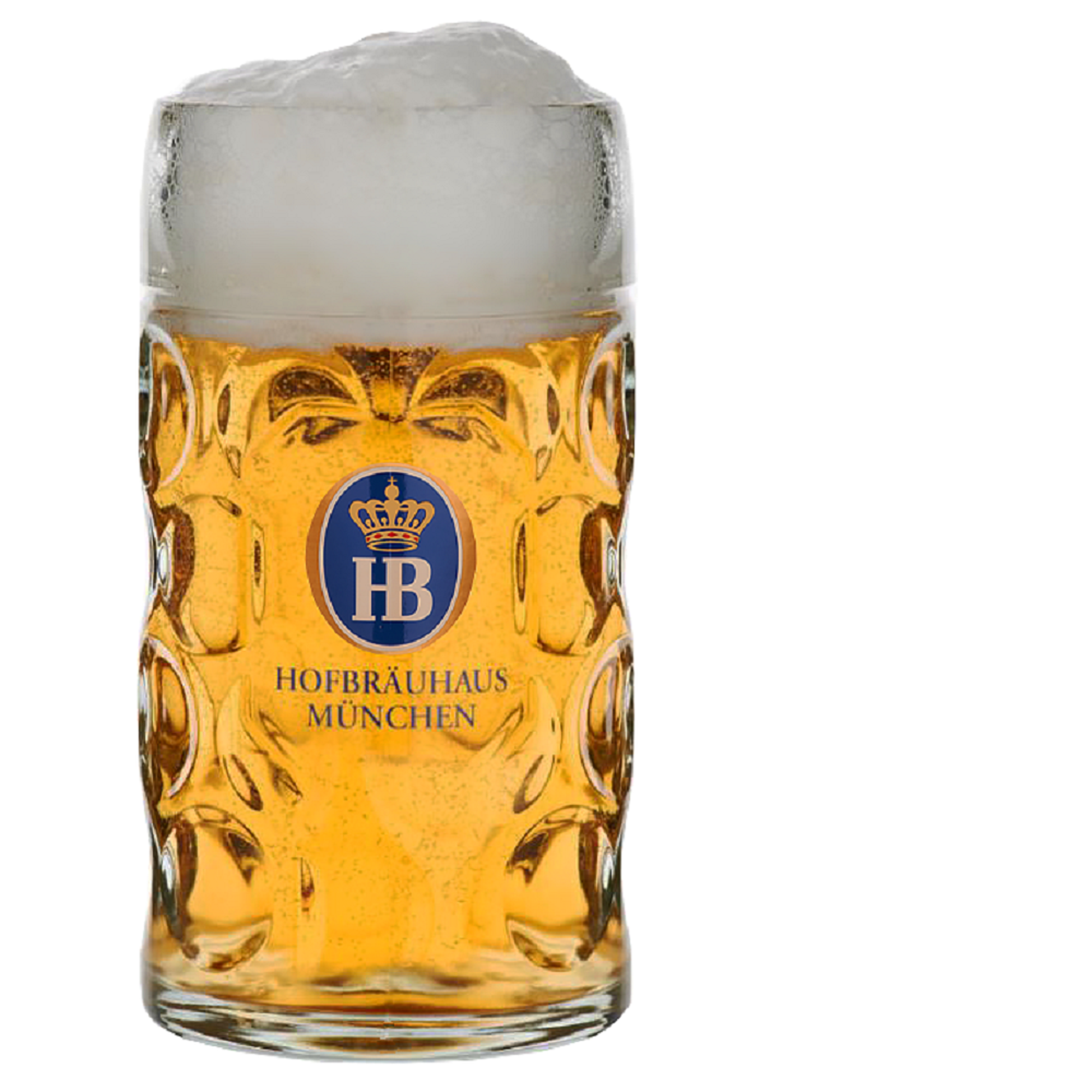 HB Glaskrug Isarseidel 0,5 l – original Hofbräuhaus München Bierseidel