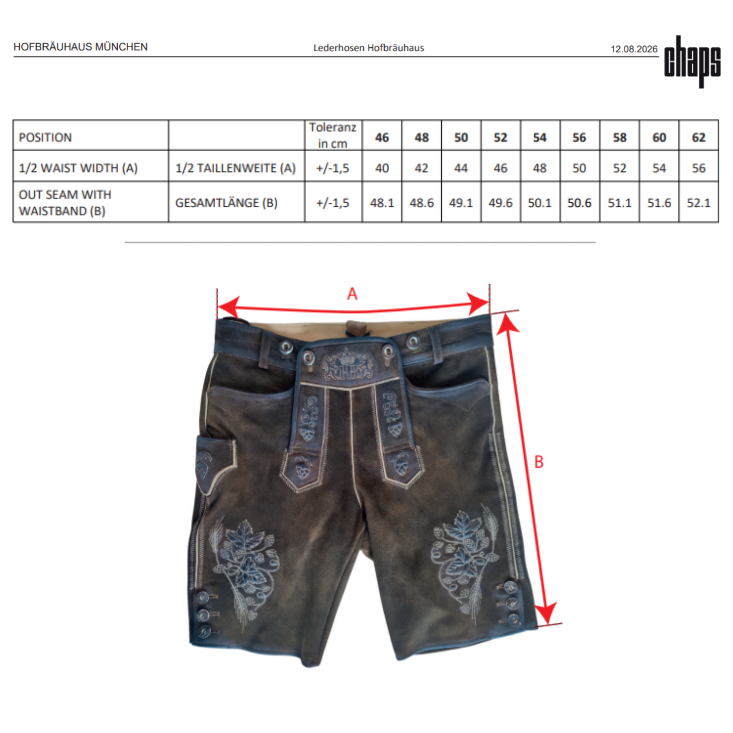 Leather Pants "Hofbräuhaus" Short