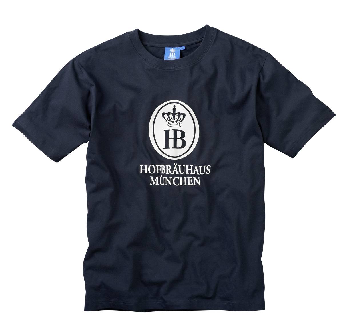 HB Navy T-Shirt mit HB Logo und den Schriftzug Hofbräuhaus München in Weiß