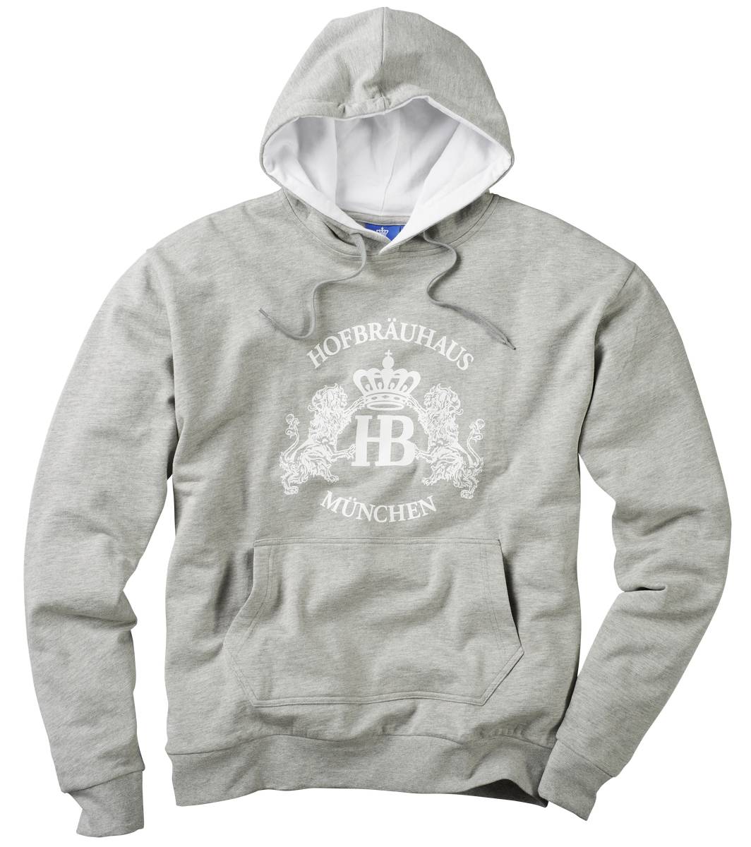 HB Grauer Hoodie mit weißen HB Löwen Wappen 